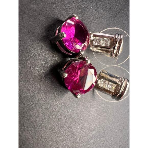 Lab purple sapphire and topaz sterling silver earrings - Picture 10 of 16